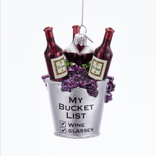 Wine Bucket List Glass Ornament 3.75