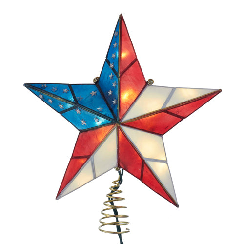 Capiz Star American Flag Tree Topper 10 Light 9.84