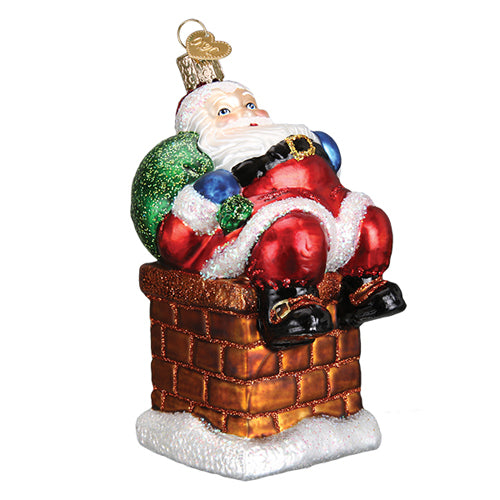 Chimney Stop Santa Ornament