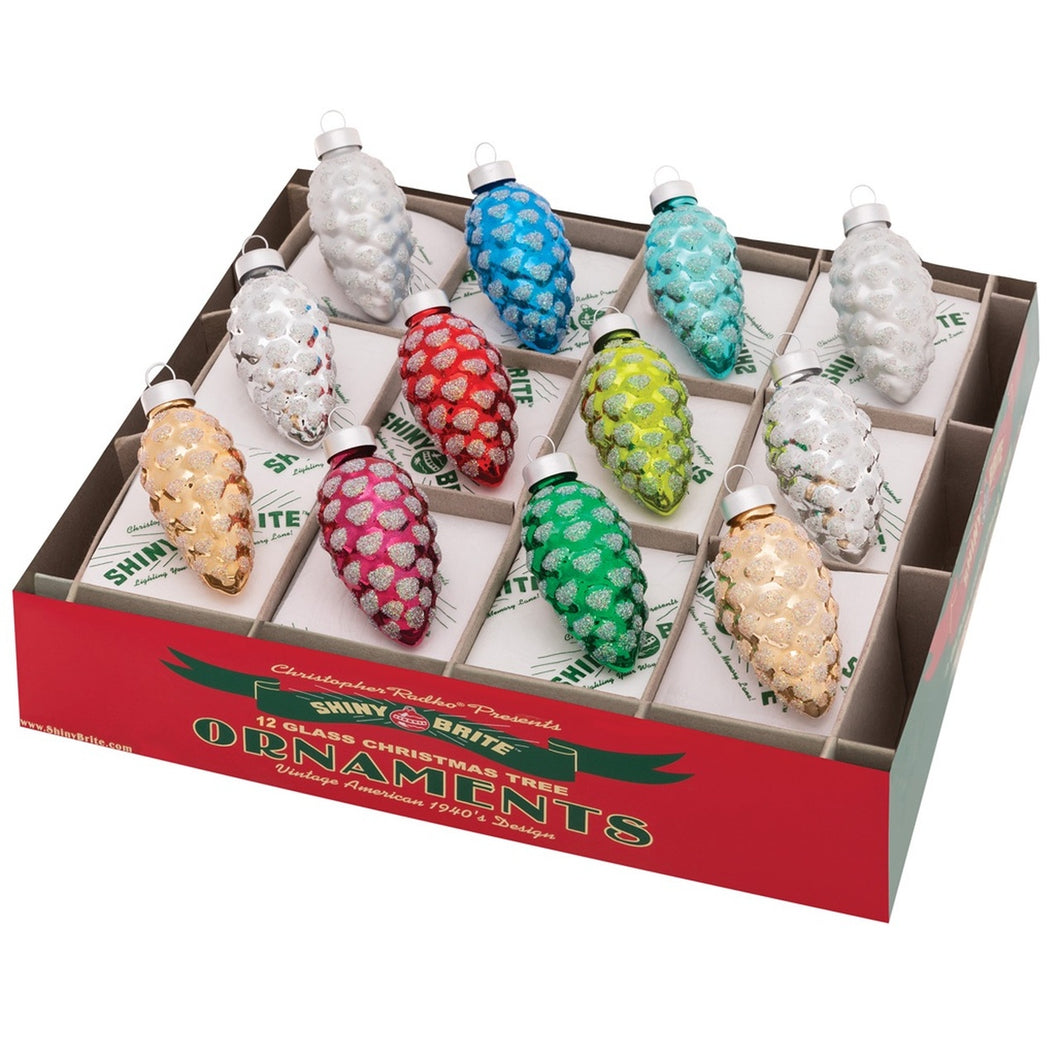 Holiday Splendor Pinecone Ornaments Set of 12 1.75