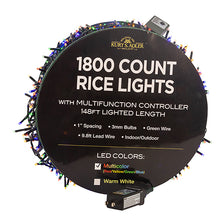 Load image into Gallery viewer, 3mm LED Rice Light Green Wire Multi Color 1,800 Light Set 148&#39;

