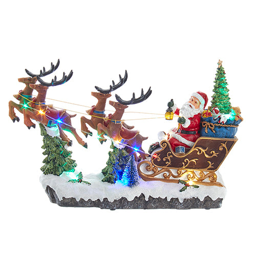 LED Musical Santa & Sleigh Tabletop Scene 8.75