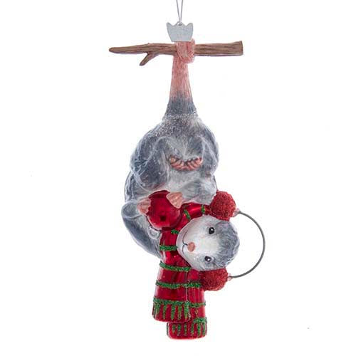 Hanging Christmas Possum Glass Ornament 5.875