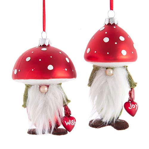 Glass Mushroom Gnome Head Ornament 4