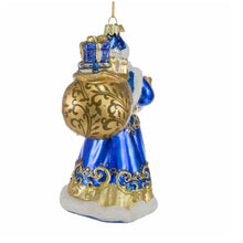 Load image into Gallery viewer, Bellissimo Elegant Blue &amp; Gold Santa Ornament 7&quot;
