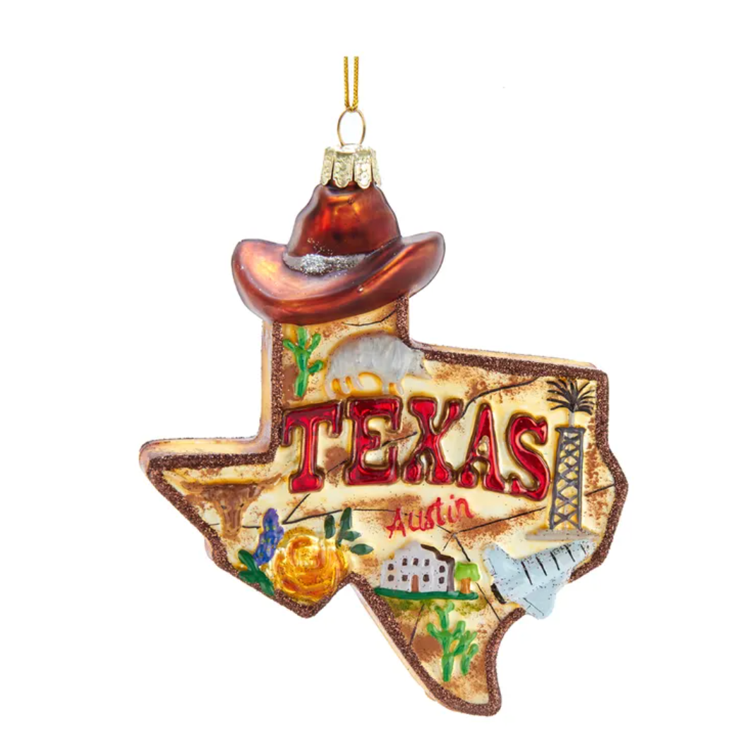 Texas Glass Ornament 4.875