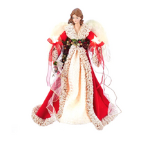 Load image into Gallery viewer, Red &amp; Ivory Angel 10 Light Tree Topper 16&quot;
