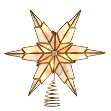 Load image into Gallery viewer, Gold Capiz Star 10 Light 6 Point Tree Topper 9&quot;
