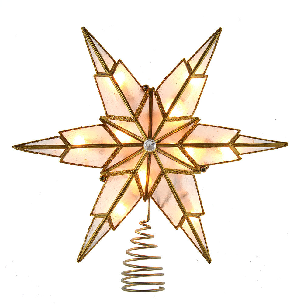 Gold Capiz Star 10 Light 6 Point Tree Topper 9