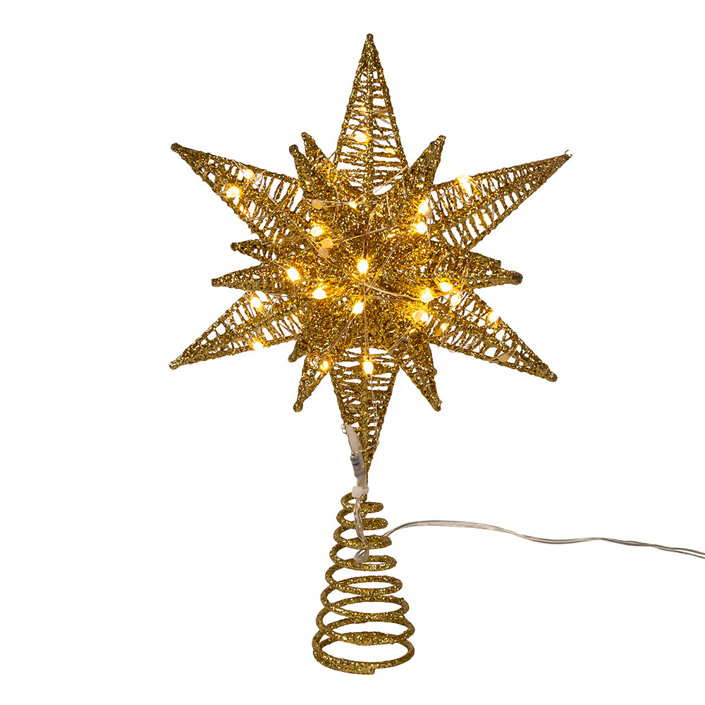 Pre-Lit LED Gold Starburst Tree Topper 11