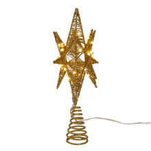 Load image into Gallery viewer, Pre-Lit LED Gold Starburst Tree Topper 11&quot;
