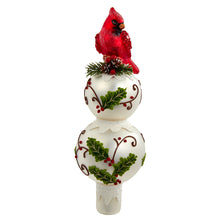 Load image into Gallery viewer, Holly and Cardinal Glass Tree Topper 12&quot;
