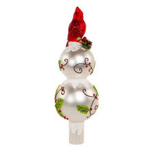 Load image into Gallery viewer, Holly and Cardinal Glass Tree Topper 12&quot;
