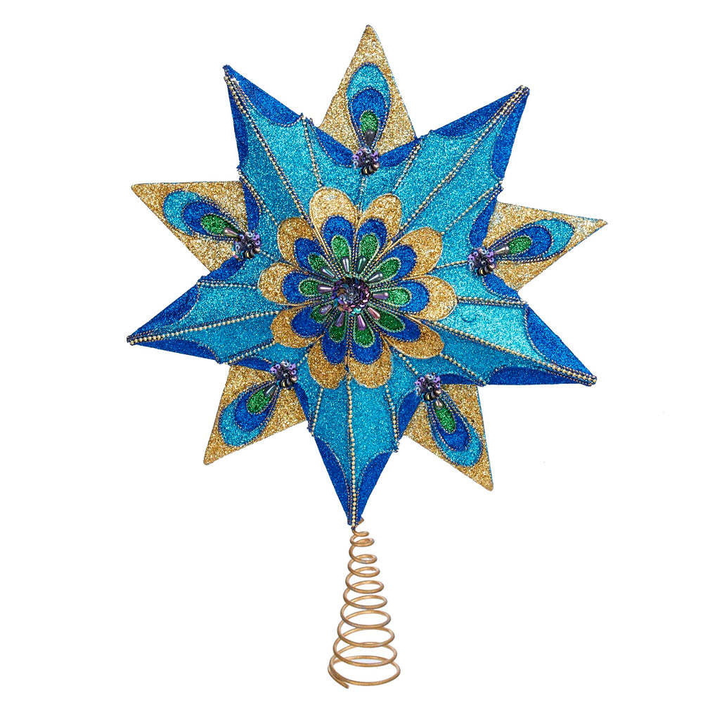 Peacock Glitter 10 Point Tree Topper 16