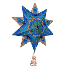 Load image into Gallery viewer, Peacock Glitter 10 Point Tree Topper 16&quot;
