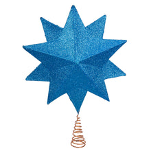 Load image into Gallery viewer, Peacock Glitter 10 Point Tree Topper 16&quot;
