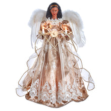 Load image into Gallery viewer, White and Rose Gold Black Angel 10 Light Tree Topper 16&quot;
