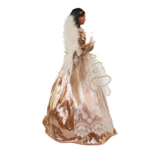 Load image into Gallery viewer, White and Rose Gold Black Angel 10 Light Tree Topper 16&quot;

