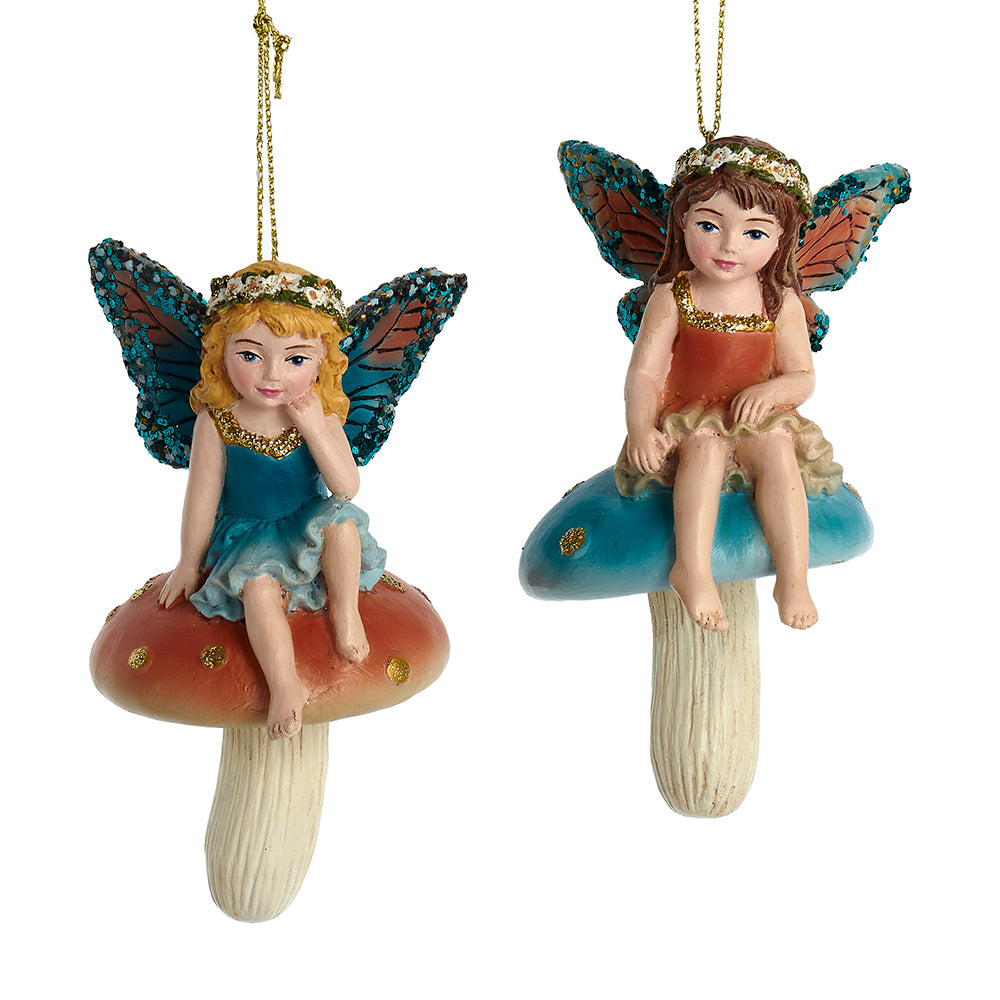 Teal and Copper Little Fairies On Mushrooms 4