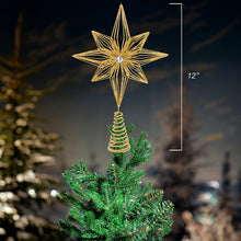 Load image into Gallery viewer, Gold Glittered 6 Point Unlit Tree Topper 12&quot;
