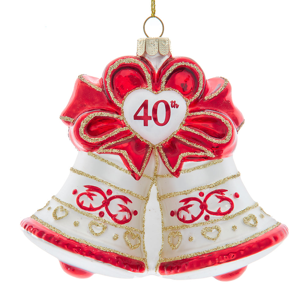 40th Anniversary Ruby Red Bell Glass Ornament 4