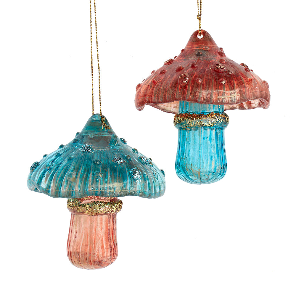 Teal and Desert Rose Mushroom Ornaments 3.6