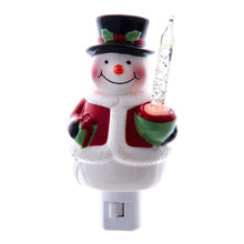 Load image into Gallery viewer, Ceramic Snowman With Bubble Light Night Light
