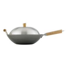 Load image into Gallery viewer, Carbon Steel Stir Fry Wok Set with Lid 14&quot;
