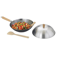 Load image into Gallery viewer, Carbon Steel Stir Fry Wok Set with Lid 14&quot;
