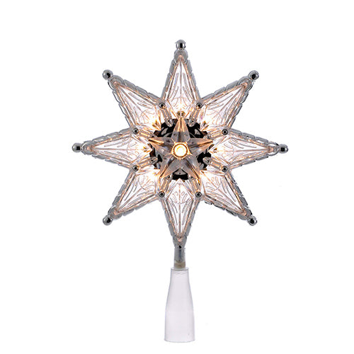 8 Point Clear Star Tree Topper 10 Light 8