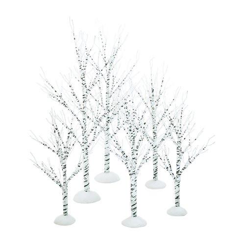Village Winter Birch Set of 6 Wrapped Wire Trees