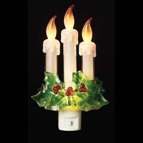 3 Candles with Holly Night Light 7.75