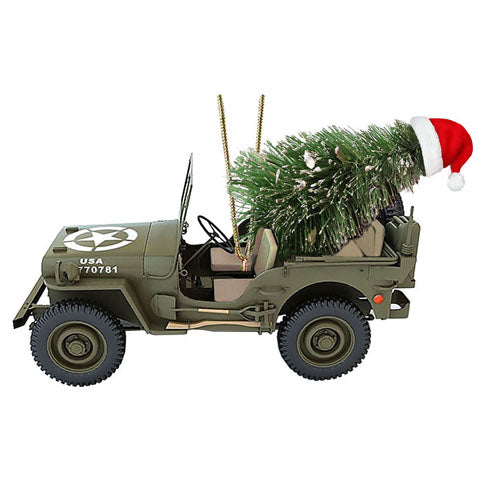 Army Vehicle with Christmas Tree Ornament