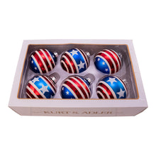 Load image into Gallery viewer, American Patriot Red, White and Blue Stars n Stripes Balls 80mm Set of 6
