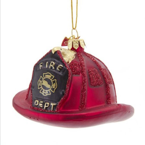 Fireman Helmet Glass Ornament 3.5