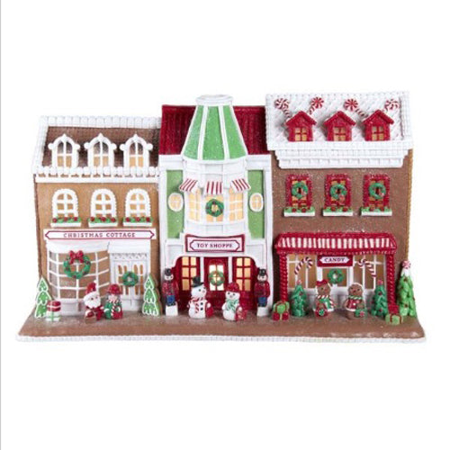 Gingerbread Santa Village Stores with LED Lighting 10