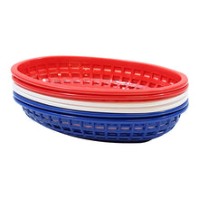 Load image into Gallery viewer, Red, White &amp; Blue Oval Plastic Basket Set of 6
