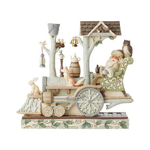 Load image into Gallery viewer, Go Fourth &amp; Share Joy White Woodland Santa in Train Engine
