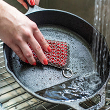 Load image into Gallery viewer, Red Sponge Chainmail Scrubbing Pad
