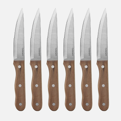 Triple Rivet Walnut Steak Knife Set of 6