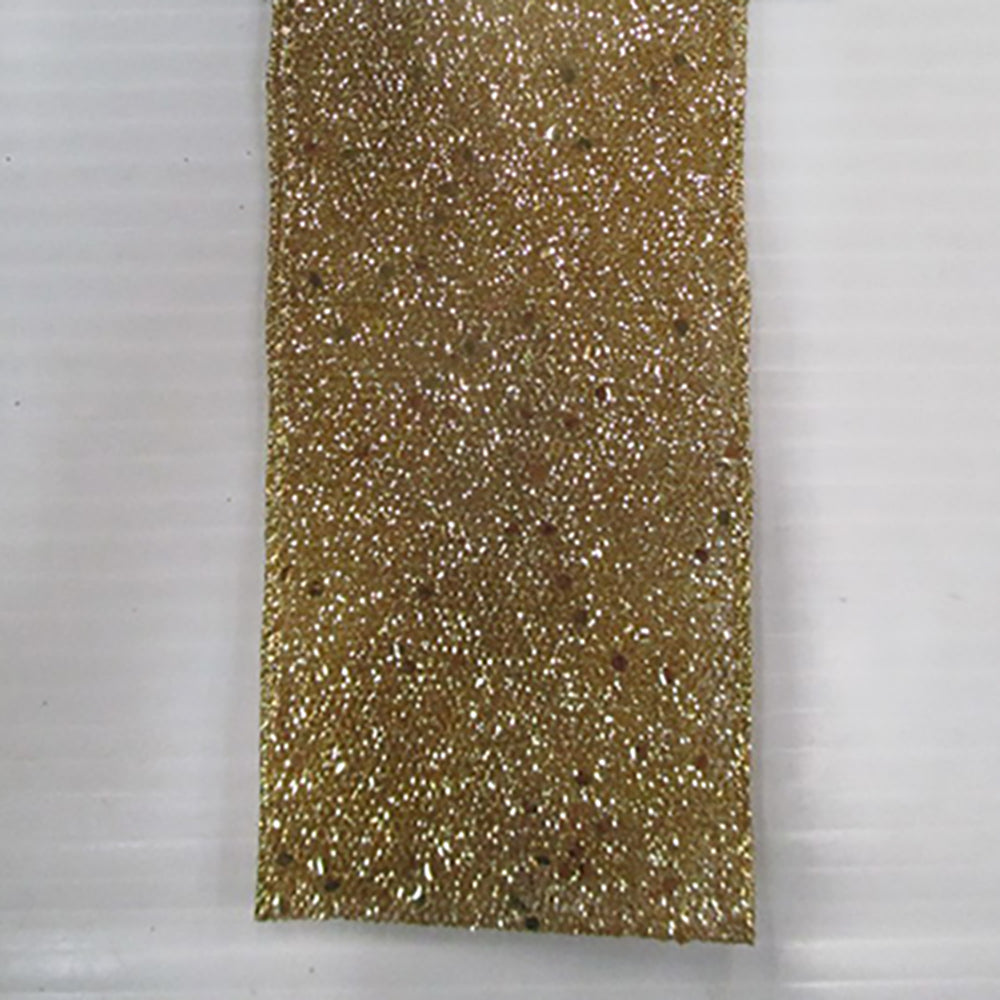 Gold Glittered Linen Ribbon 2.5