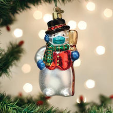 Load image into Gallery viewer, Snowman With Face Mask Ornament
