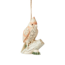 Load image into Gallery viewer, White Woodland Cardinal on Branch Ornament
