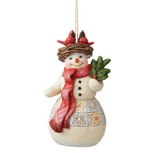 Load image into Gallery viewer, Snowman with Cardinal Nest Ornament

