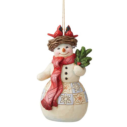 Snowman with Cardinal Nest Ornament