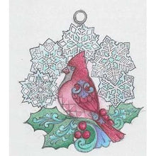 Load image into Gallery viewer, Wonderland Cardinal with Snowflakes Ornament
