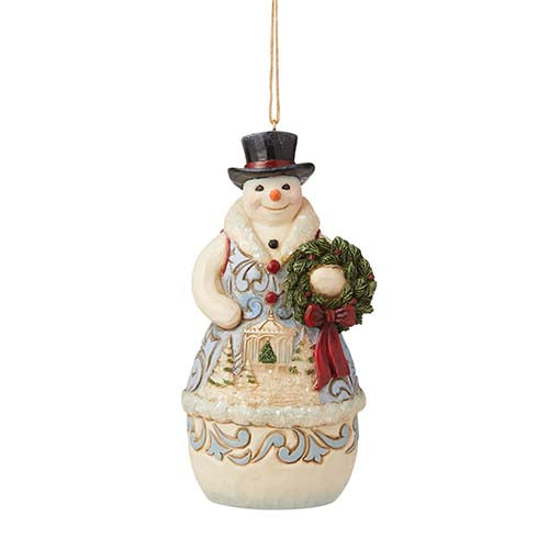 Victorian Snowman with Wreath Ornament