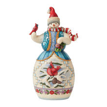 Load image into Gallery viewer, Answering Winter&#39;s Call Snowman with Cardinal

