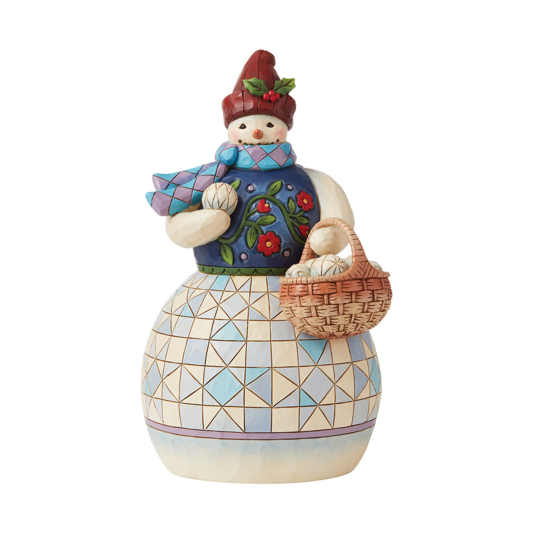 When Snow Falls, Make Snowballs! Snowman with A Basket of Snowballs