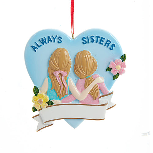 Always Sisters Heart Ornament 3.5